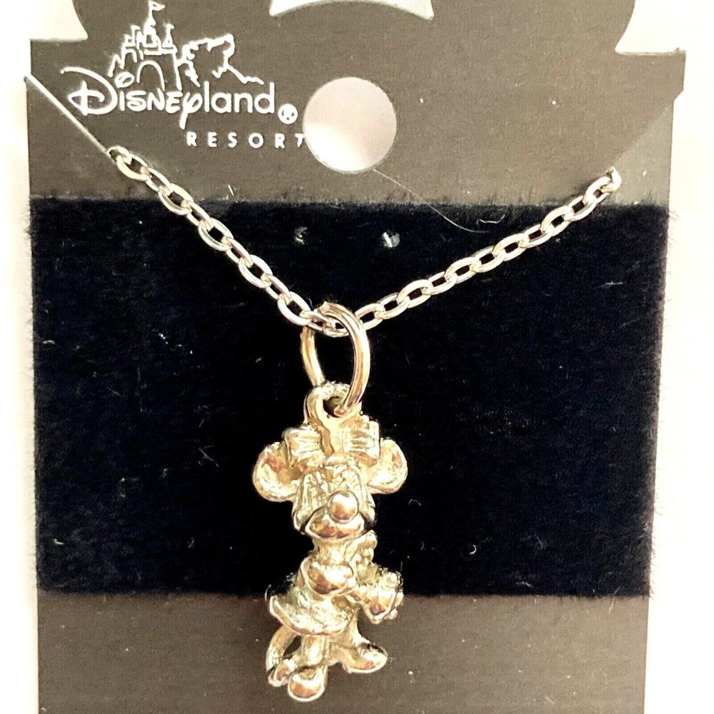 Vintage Disney Minnie Mouse Charm Pendant Necklace 18" Chain Disneyana